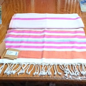 Buldan's 💯 cotton Made in Turkey Orange Pink  Blue Towel NWT 100x180